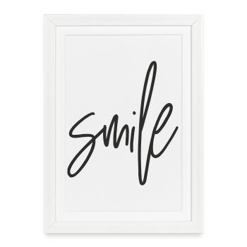 SMILE – Un design de texte positif pour une bonne humeur - Affiche encadrée (27 × 37 cm) - blanc - Devant