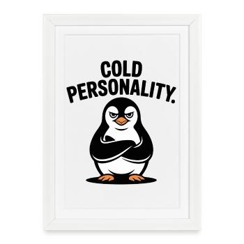 Pingouin confiant aux ailes croisées - Affiche encadrée (27 × 37 cm) - blanc - Devant