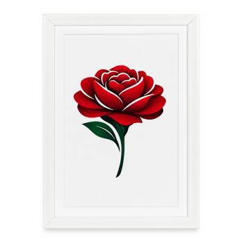 Rose Rouge Fleurs Rouge Profond - Affiche encadrée (27 × 37 cm) - blanc - Devant