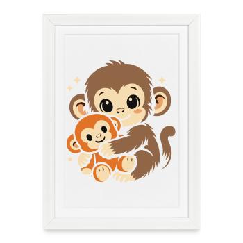 Punch Monkey Affe - Affiche encadrée (27 × 37 cm) - blanc - Devant