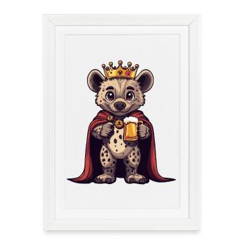 Roi de la Bière Hyène - Affiche encadrée (27 × 37 cm) - blanc - Devant