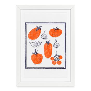 Tomato Bulb Garlic Pattern - Framed poster (27 × 37 cm) - white - Front