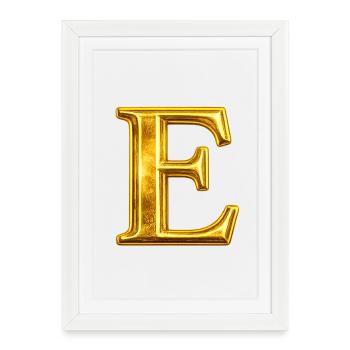Design du monogramme Golden E - Affiche encadrée (27 × 37 cm) - blanc - Devant