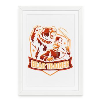 Cirque pour enfants drôle dompteur d’ours de cirque - Affiche encadrée (27 × 37 cm) - blanc - Devant