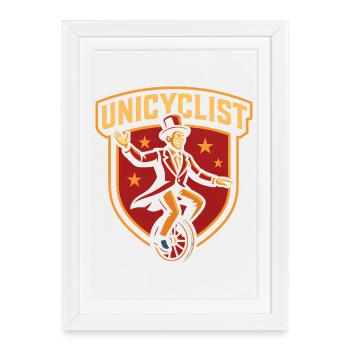 Cirque Unicycliste Cirque Funny Kids - Affiche encadrée (27 × 37 cm) - blanc - Devant