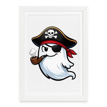 Pirate Fantôme avec la pipe - Affiche encadrée (27 × 37 cm) - blanc - Devant