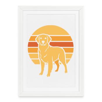 Dog Retro Sunset Flat Icon - Framed poster (27 × 37 cm) - white - Front
