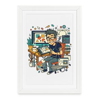 Graphic Designer Workflow Chaos - Framed poster (27 × 37 cm) - white - Front