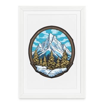 Insigne du panorama alpin des montagnes - Affiche encadrée (27 × 37 cm) - blanc - Devant