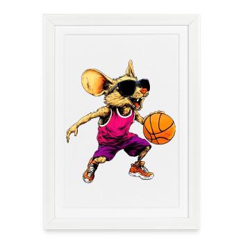 Basketball Mouse - Framed poster (27 × 37 cm) - white - Front