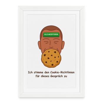 Datenschutz Cookie, Richtlinien Ironie - Gerahmtes Poster (27 × 37 cm) - Weiß - Vorne
