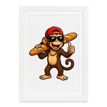 monkey-baguette-cool - Framed poster (27 × 37 cm) - white - Front