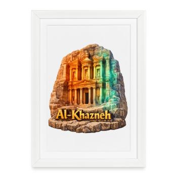 AlKhazneh Petra Arc-en-ciel - Affiche encadrée (27 × 37 cm) - blanc - Devant