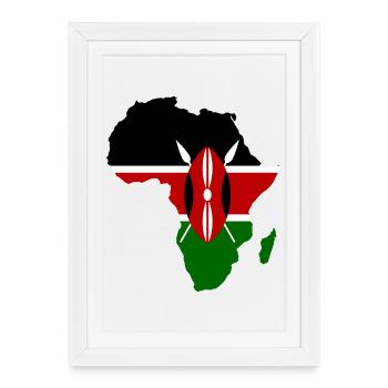 Kenia_Flagge_Afrika_used - Affiche encadrée (27 × 37 cm) - blanc - Devant