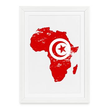 Drapeau de la Tunisie Afrique - Affiche encadrée (27 × 37 cm) - blanc - Devant
