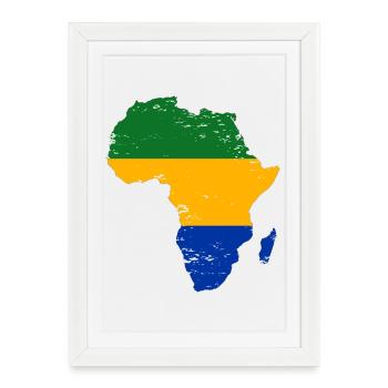 Gabon_Flagge_Afrika_used - Affiche encadrée (27 × 37 cm) - blanc - Devant