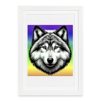 Loup - Affiche encadrée (27 × 37 cm) - blanc - Devant