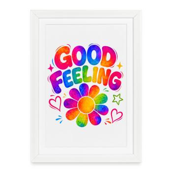 BONNE SENSATION - Ambiances rétro colorées avec un flower power - Affiche encadrée (27 × 37 cm) - blanc - Devant