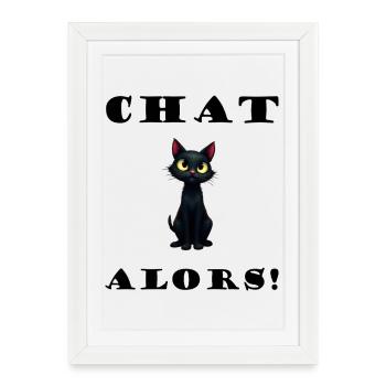 Cat then! Cat Vector Humorous Design - Framed poster (27 × 37 cm) - white - Front