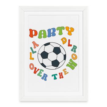 Colourful football party worldwide - Framed poster (27 × 37 cm) - white - Front