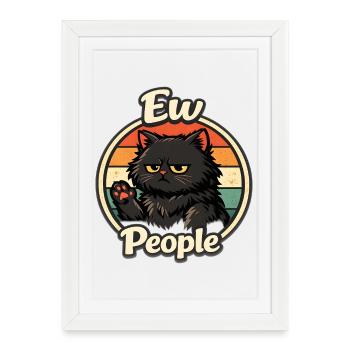 Grumpy retro cat in sunset - Framed poster (27 × 37 cm) - white - Front