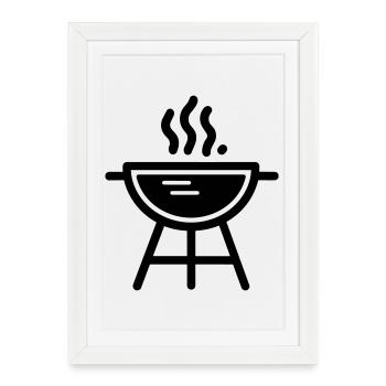 barbecue - Affiche encadrée (27 × 37 cm) - blanc - Devant