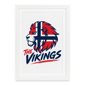Logo Viking Lion Football Nation de Norvège - Affiche encadrée (27 × 37 cm) - blanc - Devant
