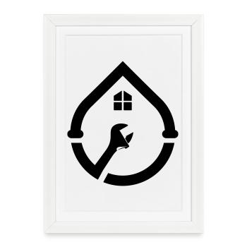 Logo du tuyau d’eau du plombier - Affiche encadrée (27 × 37 cm) - blanc - Devant