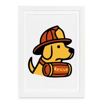 Icône des pompiers de chiens de sauvetage - Affiche encadrée (27 × 37 cm) - blanc - Devant