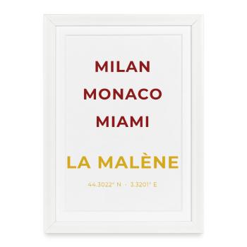 La Malène Lozère - Miami - Monaco - Milan - Affiche encadrée (27 × 37 cm) - blanc - Devant