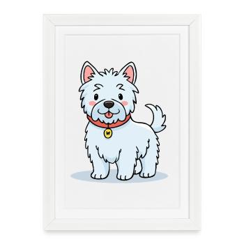 Little West Highland Terrier (bande dessinée) - Affiche encadrée (27 × 37 cm) - blanc - Devant