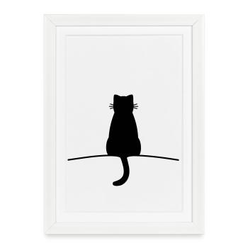 Chat chat minimal - Affiche encadrée (27 × 37 cm) - blanc - Devant