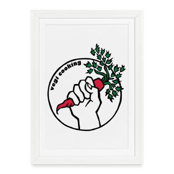 Vegan - Gerahmtes Poster (27 × 37 cm) - Weiß - Vorne