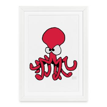 Poulpe - Pieuvre - Affiche encadrée (27 × 37 cm) - blanc - Devant