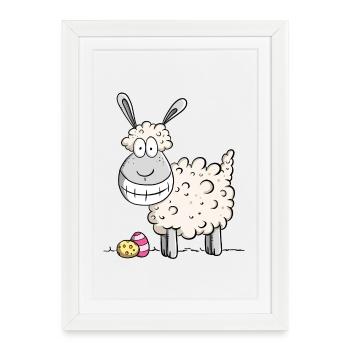 Happy Easter sheep I Easter gift Easter motive Fun - Framed poster (27 × 37 cm) - white - Front