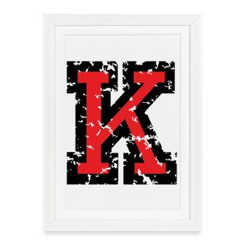 Letter K (Distressed) two-color Black/Red - Framed poster (27 × 37 cm) - white - Front