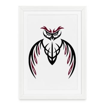 Large Owl Tribal & Tattoo Style. - Framed poster (27 × 37 cm) - white - Front
