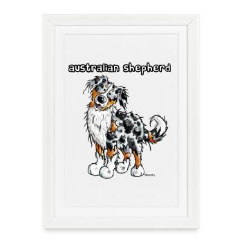 Sweet Australian Shepherd - Framed poster (27 × 37 cm) - white - Front