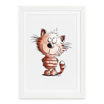 Little Naughty Cat I Cat Motif Comic Gift - Framed poster (27 × 37 cm) - white - Front