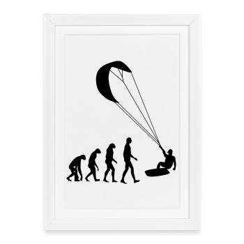 Kiteboarding / Kitesurfing / Kitesurf / - Affiche encadrée (27 × 37 cm) - blanc - Devant
