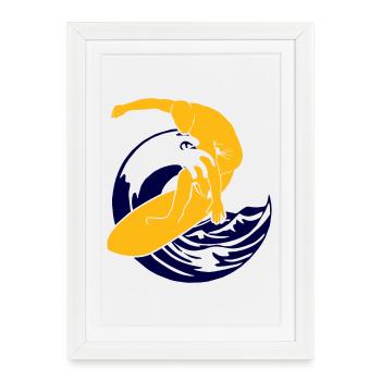 Planche de surf | Surfeur | Surfer - Affiche encadrée (27 × 37 cm) - blanc - Devant