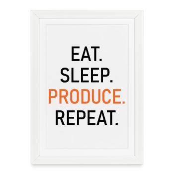 Produce. Orange Typo Shirt - Framed poster (27 × 37 cm) - white - Front