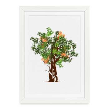 nature arbres arbres arbres forêt couleurs automne printemps - Affiche encadrée (27 × 37 cm) - blanc - Devant