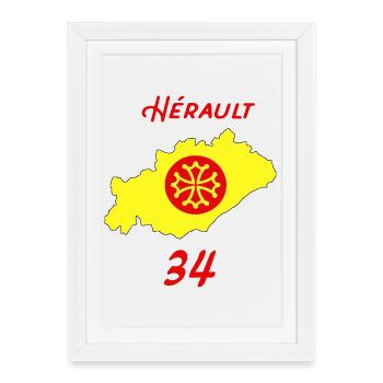 Hérault - Affiche encadrée (27 × 37 cm) - blanc - Devant