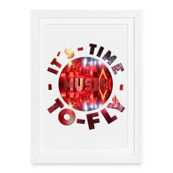 Neon music design with dance atmosphere party - Framed poster (27 × 37 cm) - white - Front