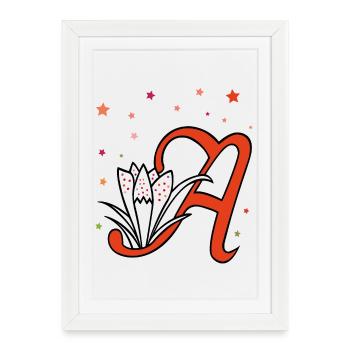 Letter, initial, flower - Framed poster (27 × 37 cm) - white - Front
