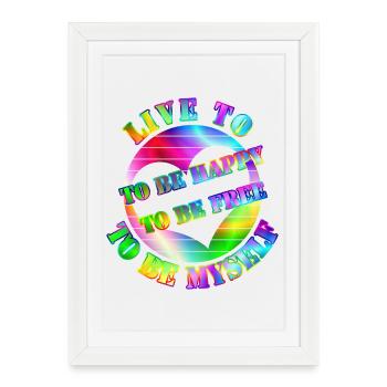 Cœur arc-en-ciel gratuit de la vie - Affiche encadrée (27 × 37 cm) - blanc - Devant