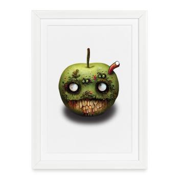 Zombie Pomme Fallen Fruit - Affiche encadrée (27 × 37 cm) - blanc - Devant