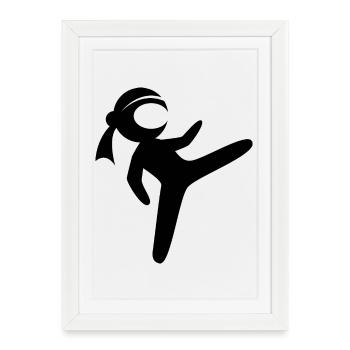 ninja fighter symbol comic kids fighting - Gerahmtes Poster (27 × 37 cm) - Weiß - Vorne