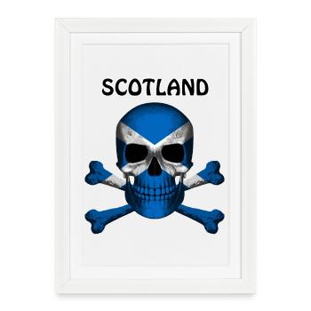 Crâne Jolly Roger Pirate Flag Scotland R6Z - Affiche encadrée (27 × 37 cm) - blanc - Devant